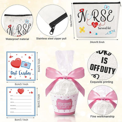 Nurse Gift Set with Tumbler, Keychain, Socks & Makeup Bag – White (Variation: White)