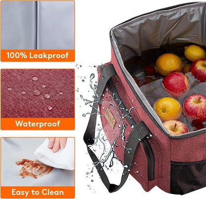 Lifewit Insulated Lunch Bag - Large Soft Cooler Tote for Adults | Burgundy 40-Can (24L)