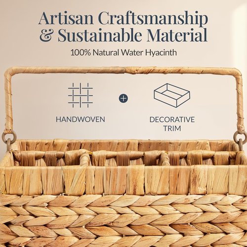 Best Choice Products Utensil Caddy - Woven Wicker 4-Compartment Organizer for Kitchen & Parties | Natural