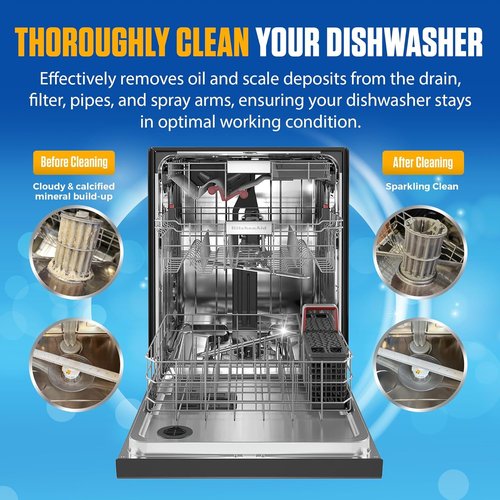 Dishwasher Cleaner Tablets by [Brand Name] - Heavy Duty Lemon-Scented Descaler Pods | 24 Tablets for Optimal Machine Performance