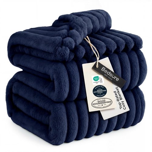 Bedsure GentleSoft Navy Blue California King Size Blanket for Couch - Cozy Soft Blankets for Women, Cute Small Fleece Throws for Girls, Birthday Gifts for Women, Navy, 102x96 Inches