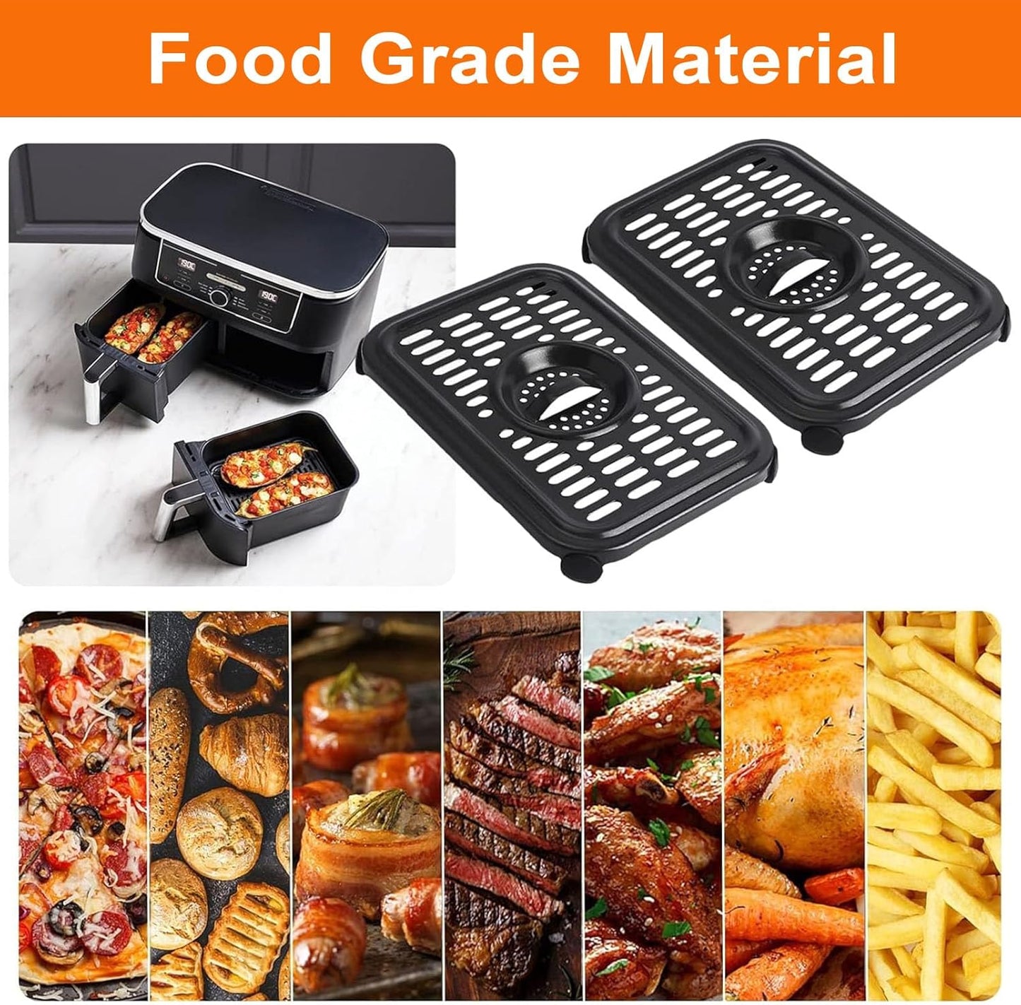 Ninja Foodi Air Fryer Replacement Parts - 2 PCS Non-Stick Grill Pan & Crisper Plate | Dishwasher Safe