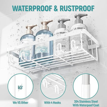 Liuoud Shower Caddy Organizer - Rustproof Stainless Steel Wall Storage Basket Set | 5 Pack, White