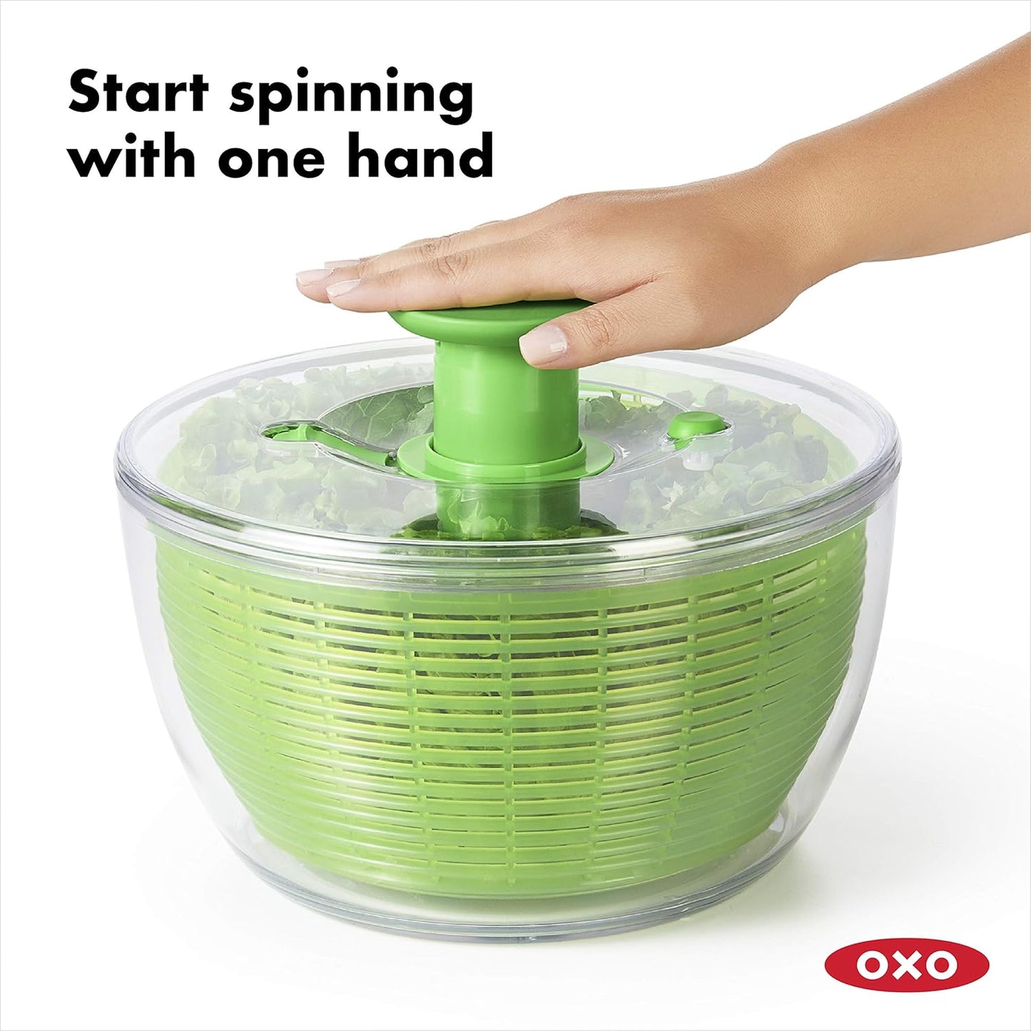 OXO Good Grips Salad Spinner - Large Green Lettuce & Fruit Washer, BPA-Free, Easy One-Hand Pump