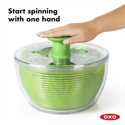 OXO Good Grips Salad Spinner - Large Green Lettuce & Fruit Washer, BPA-Free, Easy One-Hand Pump