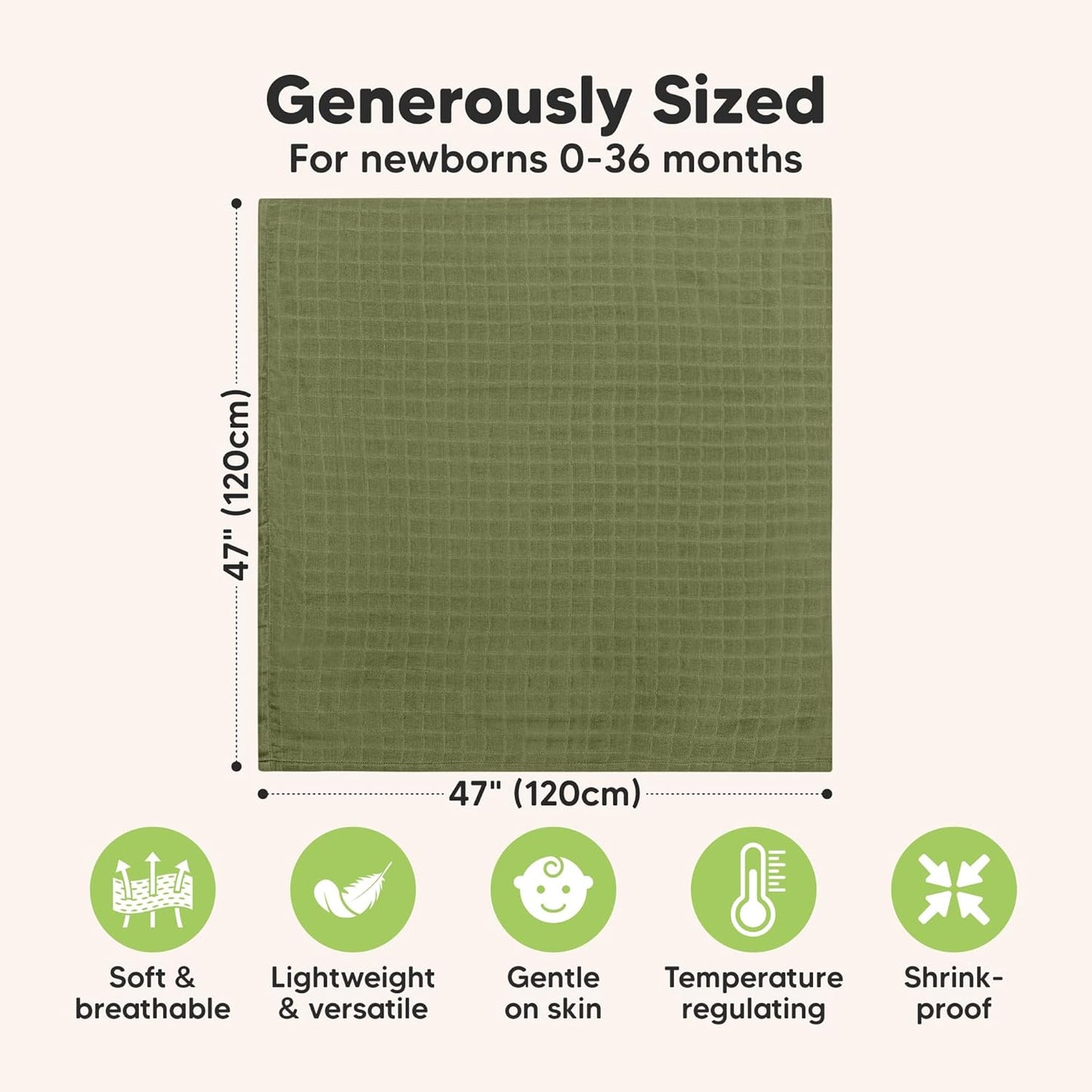 Skiennix 4-Pack Organic Muslin Swaddle Blankets - Soft & Breathable Newborn Essentials in Coral
