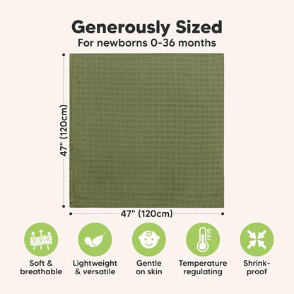 Skiennix 4-Pack Organic Muslin Swaddle Blankets - Soft & Breathable Newborn Essentials in Coral