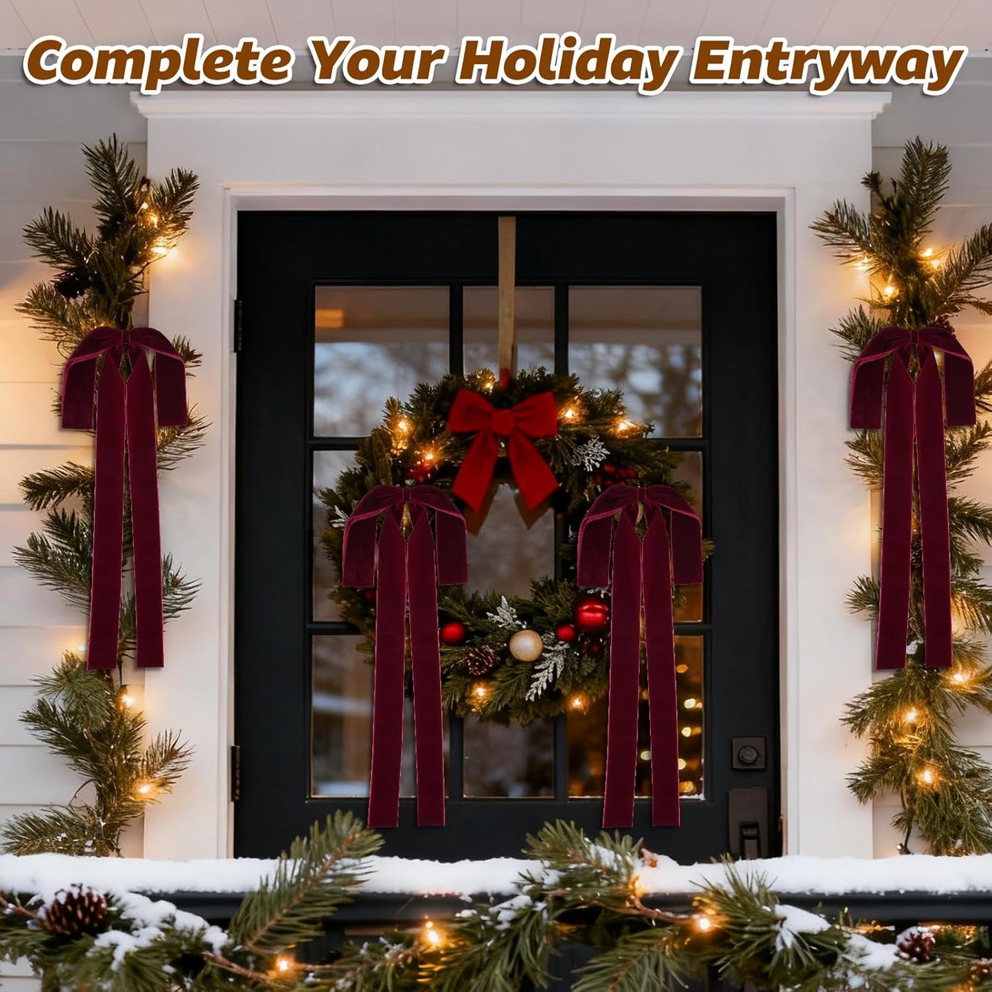 Regine Switzerland Large Burgundy Velvet Christmas Bows - 12"x17" Pre-Tied for Tree, Mantel & Door Decor