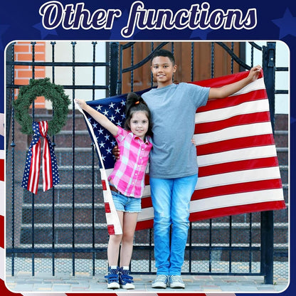 YKW Patriotic Wreath Sash - American Flag Fine Linen Ribbon, 5" W x 55" for 4th of July Decor