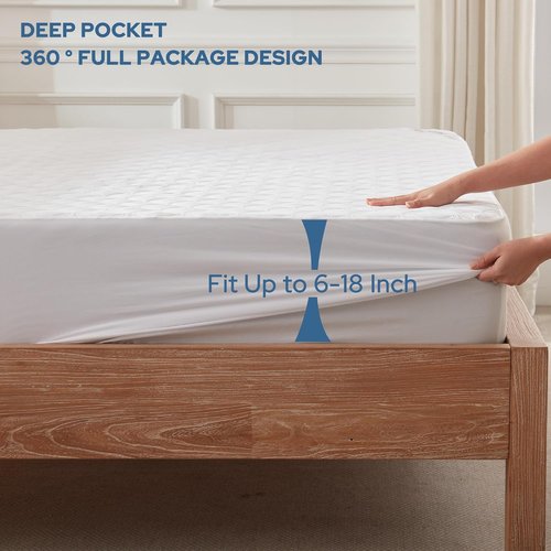 BEDLORE Waterproof Mattress Protector - Soft Noiseless Queen Size Pad | Deep Pocket Fitted Up to 18 Inches