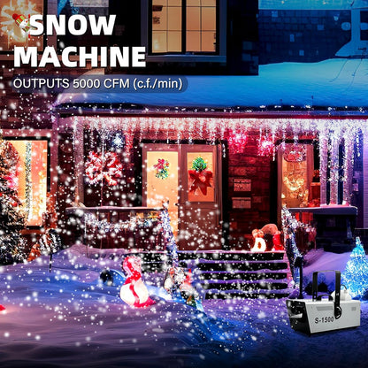 TCFUNDY Snow Machine - 1500W Snowflake Maker for Christmas & Wedding Parties | Wired Remote Control