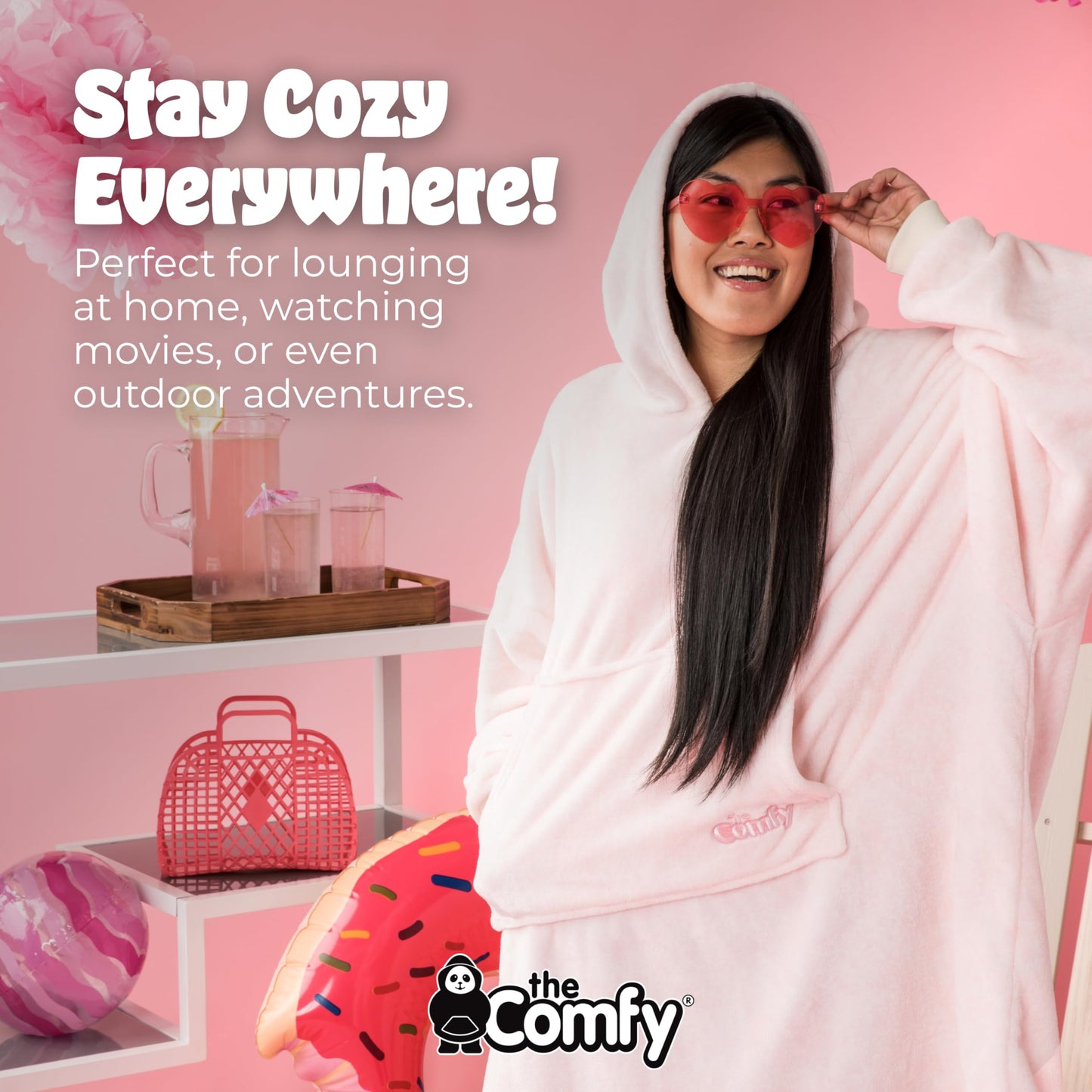 THE COMFY Dream | Lightweight Microfiber Fleece Wearable Blanket, Oversized Design with Hood from Shark Tank, Soft Oversized Pocket Blanket, Warm and Cozy Gifts