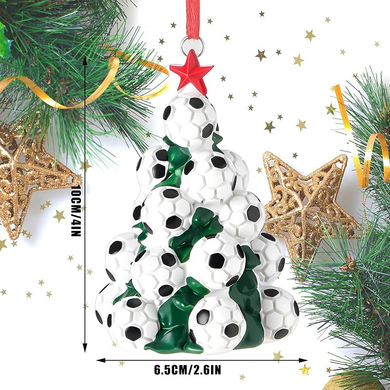 Daifunli 4 Inch Soccer Ball Christmas Ornament - Resin Holiday Gift