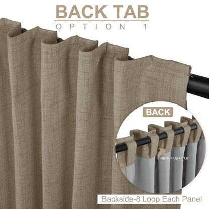 100% Blackout Shield Linen Blackout Curtains for Bedroom 90 Inches Long, Back Tab/Rod Pocket Living Room Drapes, Thermal Insulated Blackout Curtains 2 Panels Set, 50" W x 90" L, Plaza Taupe