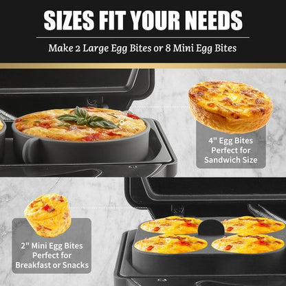 FineMade Silicone Egg Bite Molds - 4-Inch Large & 4-In-1 Mini Molds for Healthy Snacks | 2 Pcs Set
