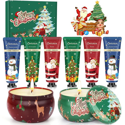Scented Soy Candle & Hand Cream Gift Set for Women – Christmas Stocking Stuffers, Bulk Gift Box
