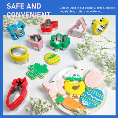 8 Pcs Easter Cookie Cutters, Sandwich Cutters, Holiday Biscuit Cutters with Comfort Grip, Molds for Cakes Biscuits and Sandwiches, Holiday Decorative Party Supplies