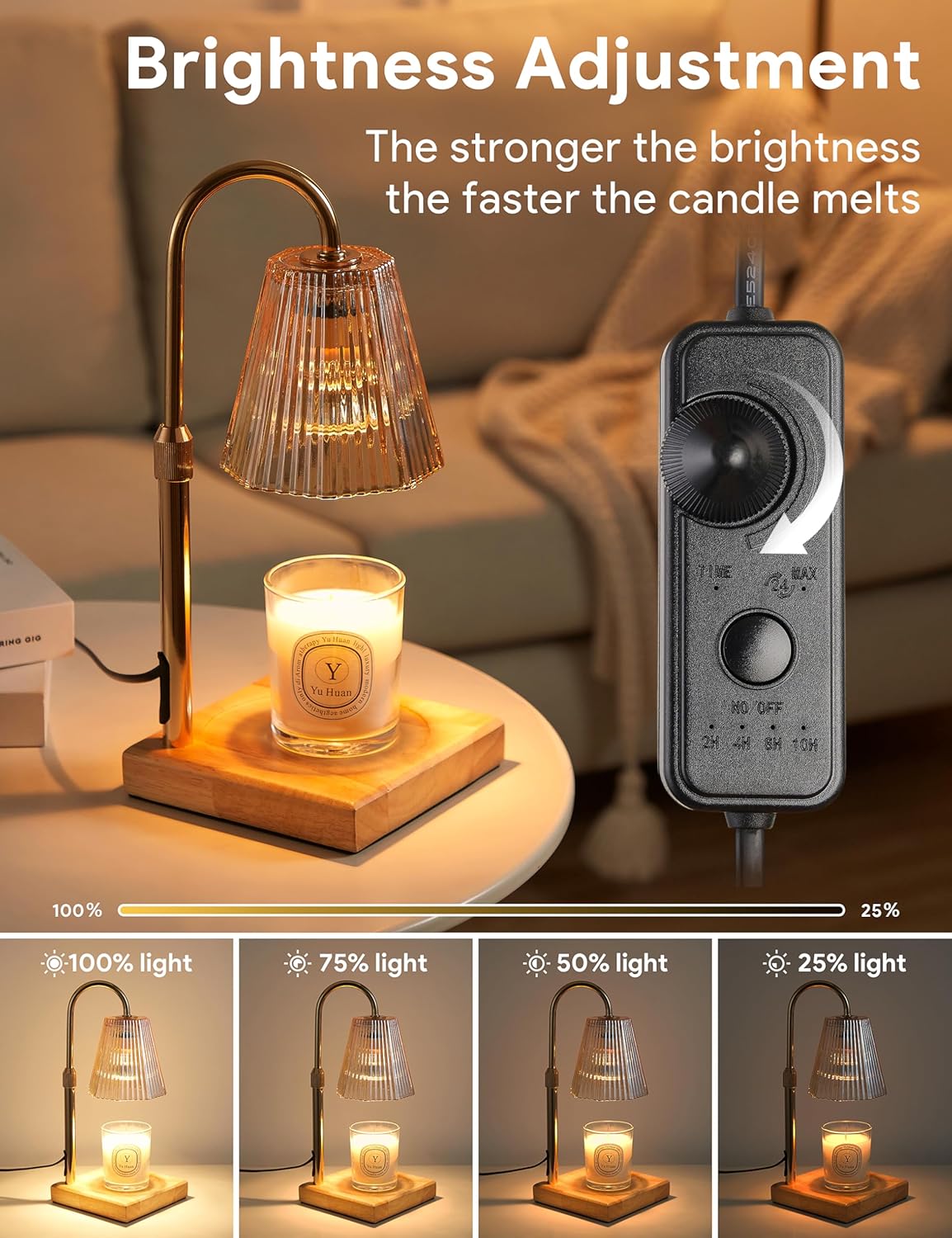 Skiennix Candle Warmer Lamp - Dimmable Home Decor with Timer & Adjustable Height | 2 Bulbs Included