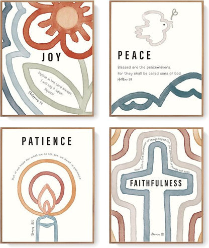 LARTSFRO Jesus Bible Kids Wall Decor - Christian Art Prints with Bible Verses | Set of 4 Unframed 10x8 Inch Posters for Nursery and Classroom
