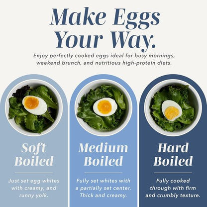 COOK WITH COLOR Egg Cooker - 6-Egg Capacity for Perfect Soft, Medium, or Hard-Boiled Eggs | Rapid Cook Time, Auto Shut-Off & Boil-Dry Protection - Navy