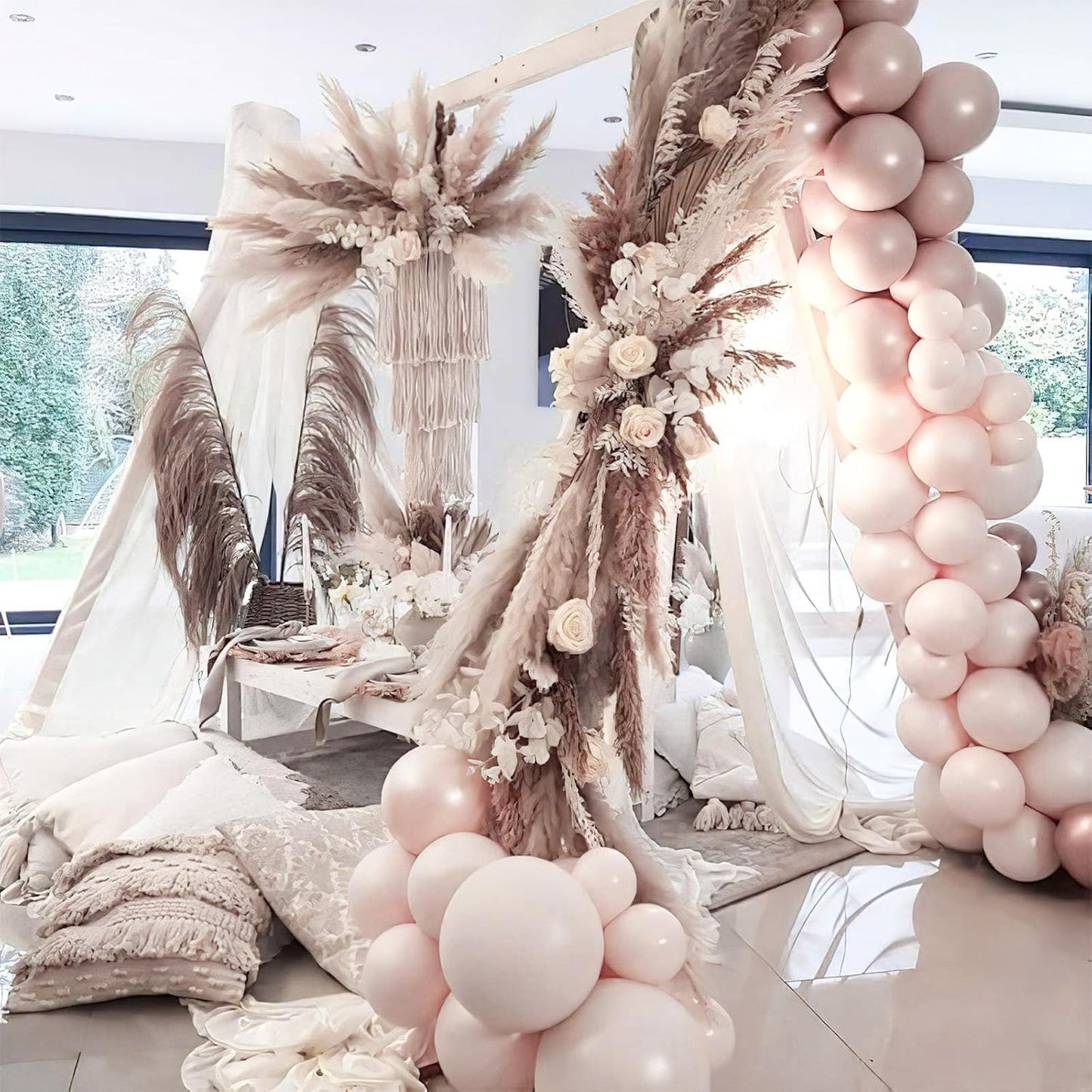 PartyWoo Beige Balloon Arch Kit - 152pcs in Various Sizes for Weddings, Graduations & Baby Showers