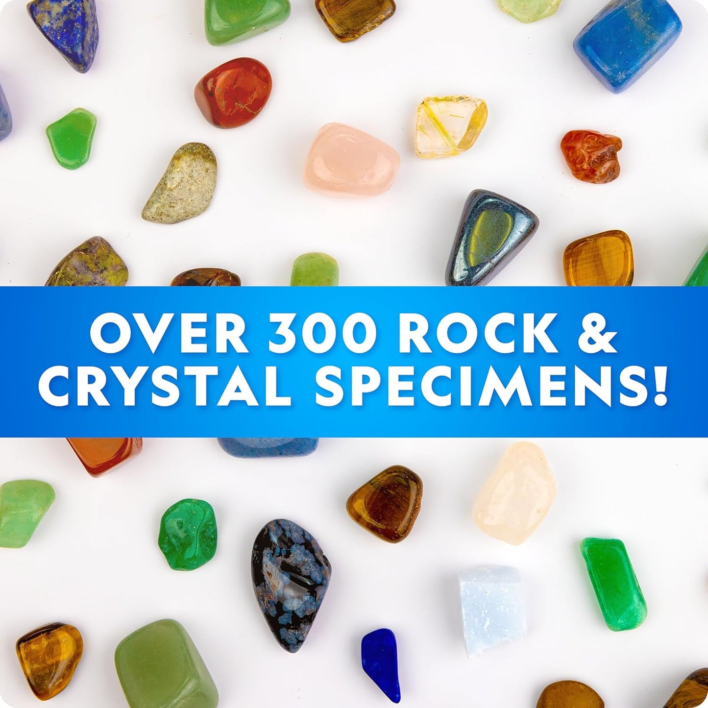 National Geographic Rock Collection Box - 300+ Piece Gemstones & Crystals Set | Geodes, Real Crystals & Minerals Science Kit for Kids