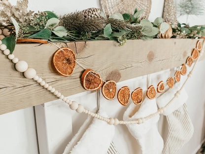Skiennix 7ft Wooden Bead Garland - Rustic Holiday Decor for Christmas Tree | Natural Wood 2-Ball Design