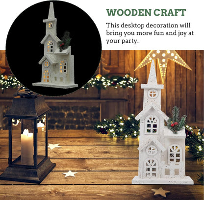 NUOBESTY Christmas LED Church Light House - Snow Scene Desktop Ornament for Holiday Home Decor