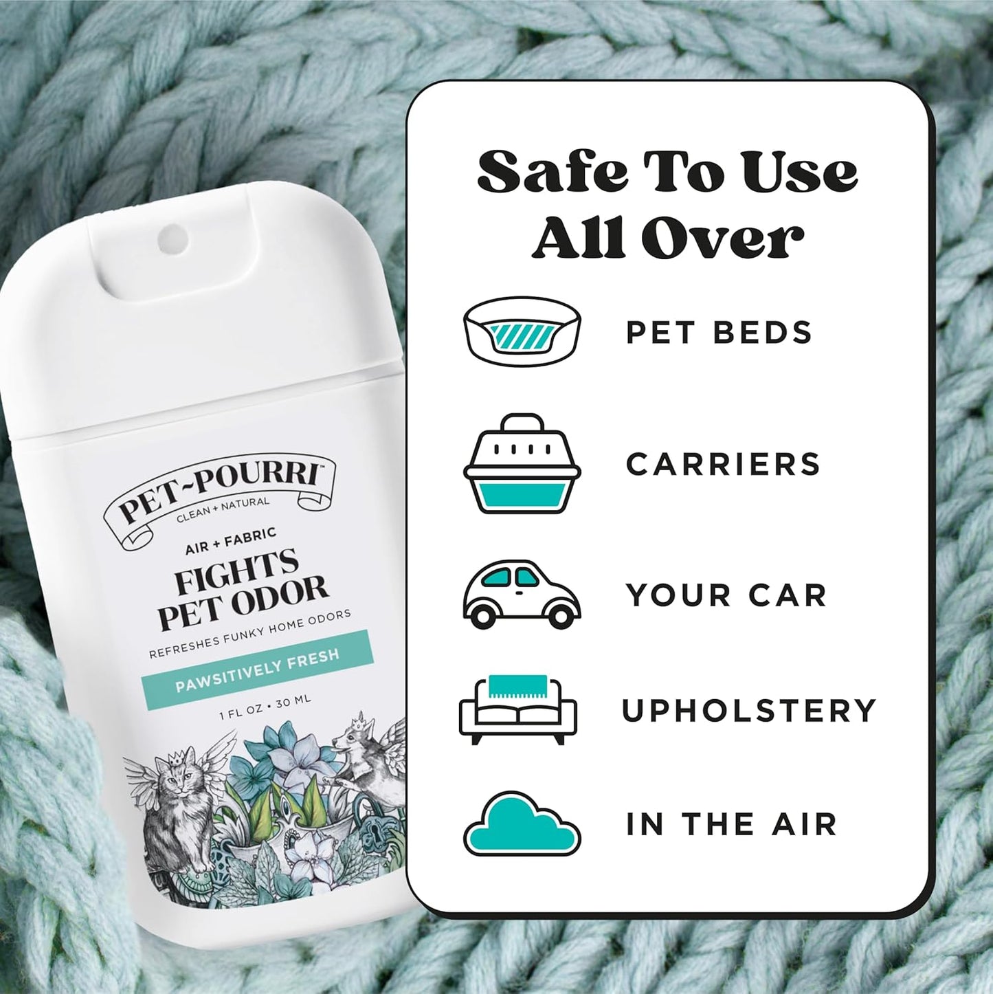 Poo-Pourri Pawsitively Fresh Pocket Deodorizer Spray - Natural Pet Odor Remover for Dogs & Cats - Vet Recommended