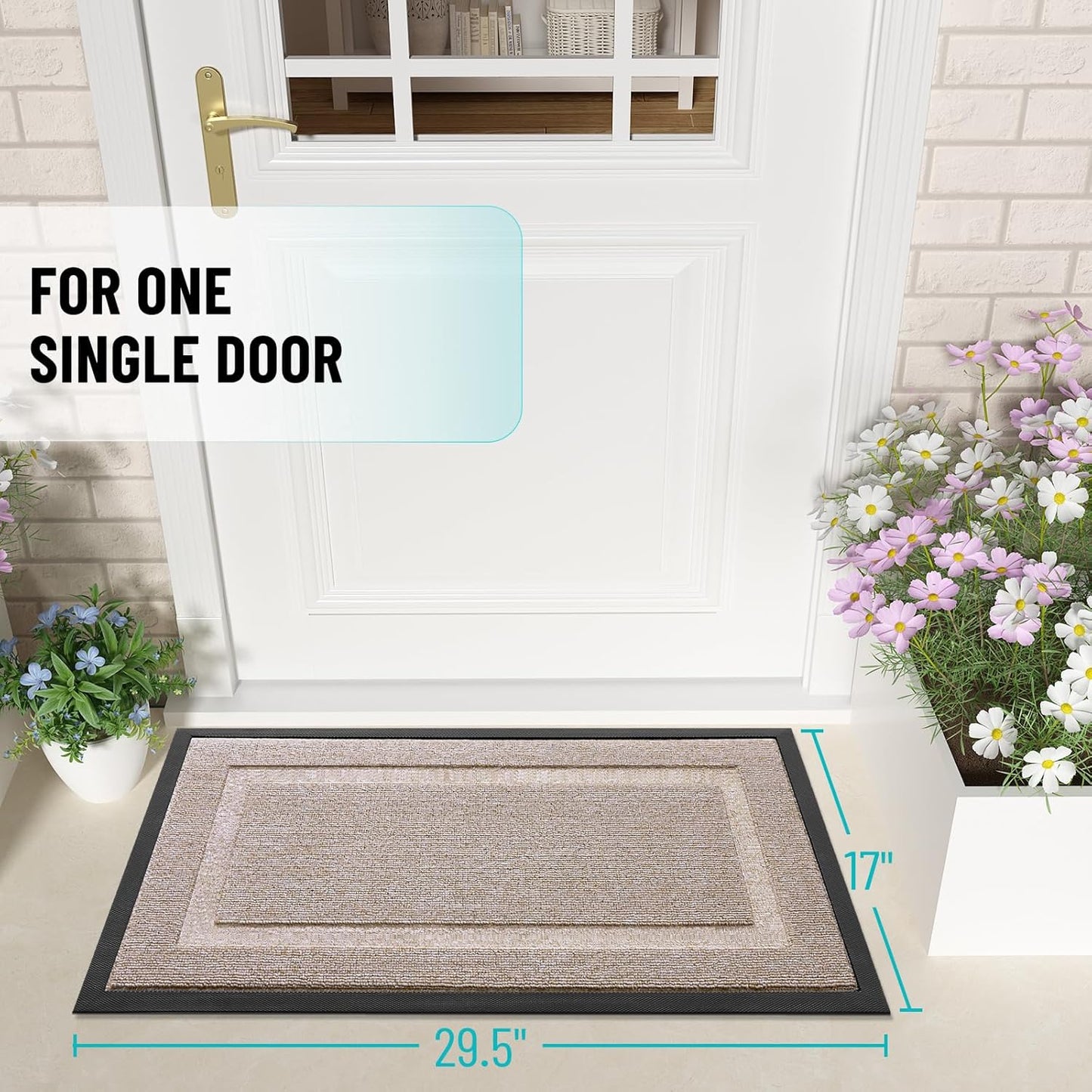 OLANLY Waterproof Front Door Mat - All-Season Indoor/Outdoor Doormat | Sturdy Natural Rubber, 29.5x17, Camel