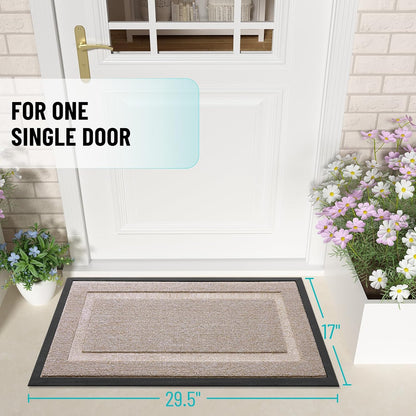 OLANLY Waterproof Front Door Mat - All-Season Indoor/Outdoor Doormat | Sturdy Natural Rubber, 29.5x17, Camel