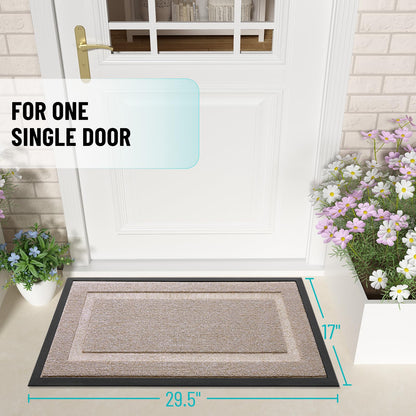 OLANLY Front Door Mat Indoor Outdoor Entrance, Waterproof All-Season, All-Weather Doormat, Sturdy Natural Rubber, Low Profile, Easy Clean Patio Porch Entryway Mat, 29.5x17, Camel