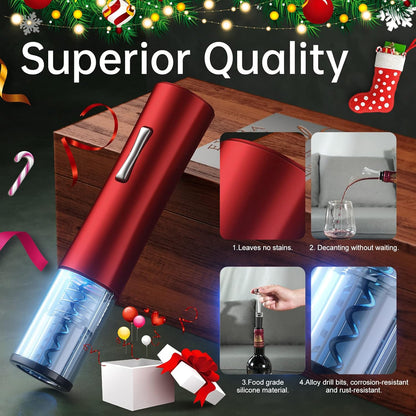 Wine Bottle Opener, A Must-Have for Wine Lover Gift,Electric Wine Bottle Opener with Foil Cutter,Vacuum Stoppers,and Pourer