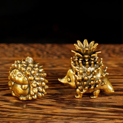 Retro Handcrafted Hedgehog Ornament - 100% Solid Brass Sculpture | Vintage Collectible Art for Home & Office