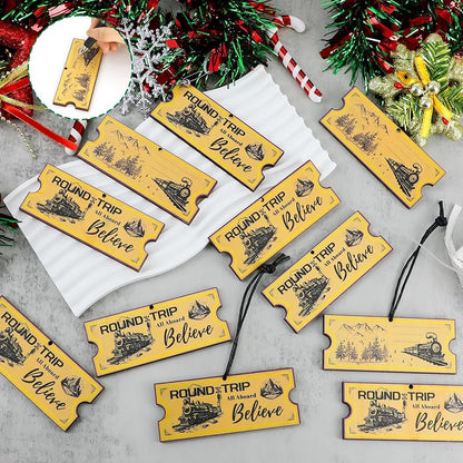 72 Pcs Polar Express Wooden Ticket Ornaments - Variation of THIS listing: 72+Ticket Ornaments - A