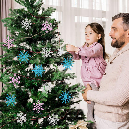 Skiennix Winter Snowflake Ornaments - Sparkly Ceiling Streamers for Holiday Decor | Glitter Pink & Blue