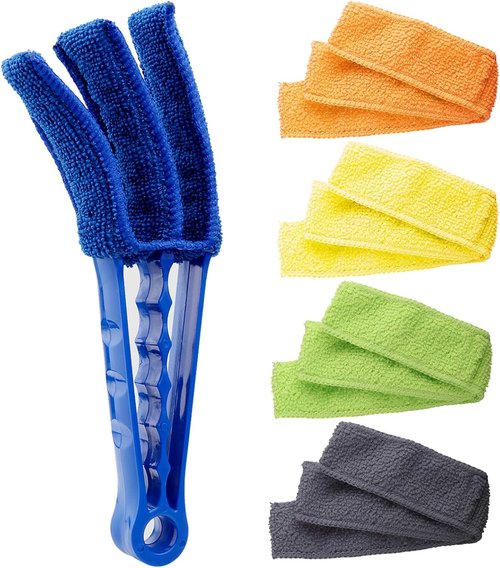 Hiware Window Blind Cleaner Duster Brush - 5 Microfiber Sleeves for Effective Dust Removal | Ideal for Shutters & Air Conditioners