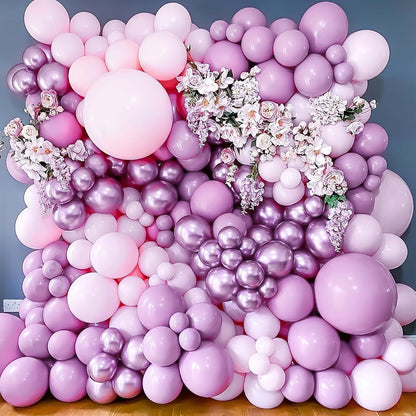 PartyWoo Purple Balloon Garland Kit - 140 Pcs in Various Sizes for Stunning Birthday & Party Decor