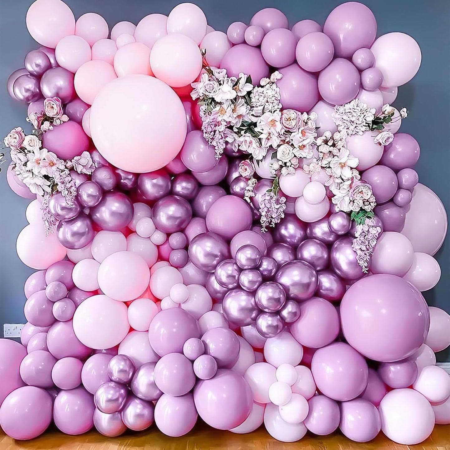 PartyWoo Balloon Garland - 100 Pcs Pink & Purple Metallic Balloons | 18", 12", 10", 5" Sizes for Birthday & Party Decor