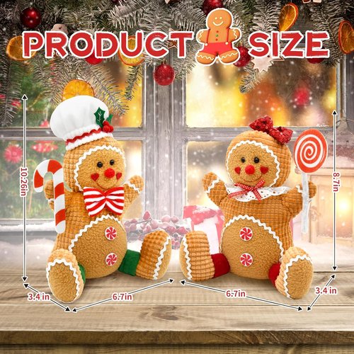 CRCZK Gingerbread Christmas Decorations - Plush Candy Cane Centerpieces for Festive Indoor Decor