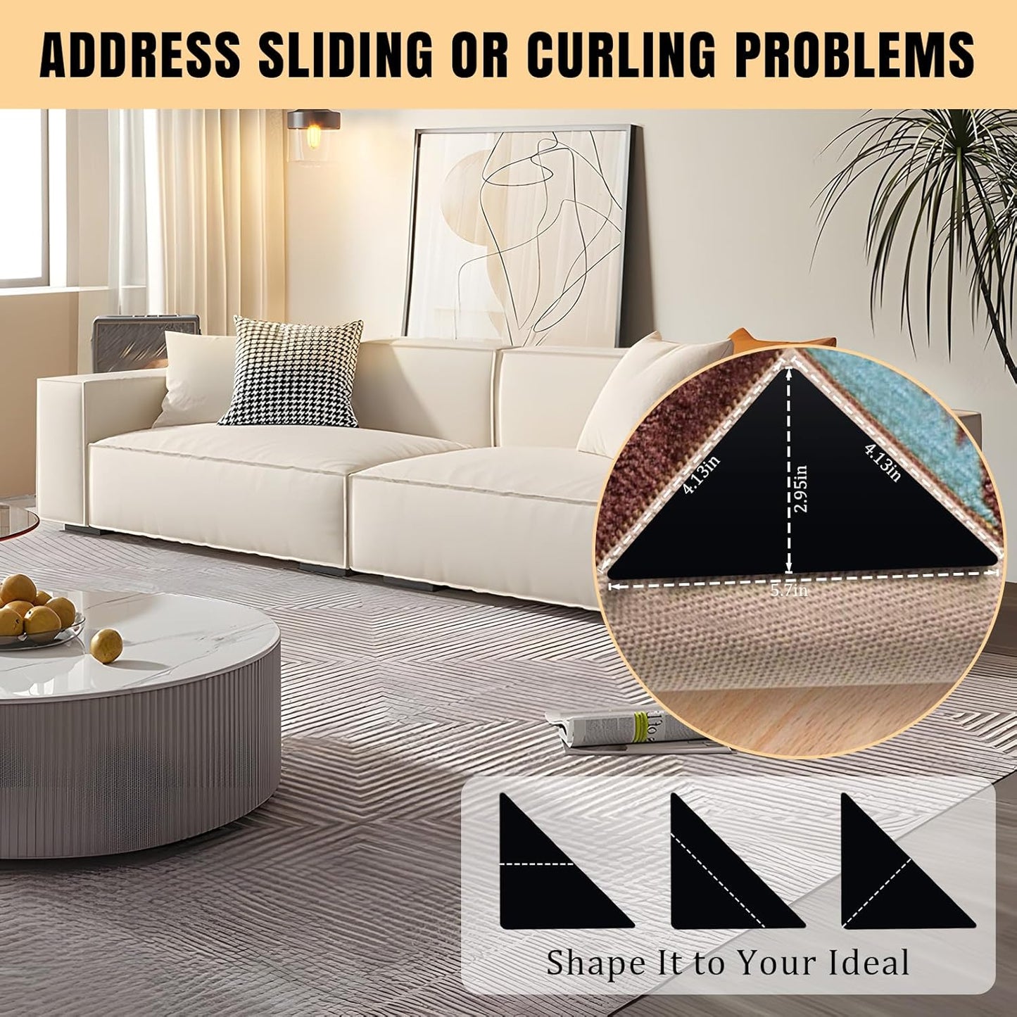 Skiennix Premium Carpet Tape - Non-Slip Rug Adhesive for Hardwood Floors & Tiles | 12 Pcs, Black