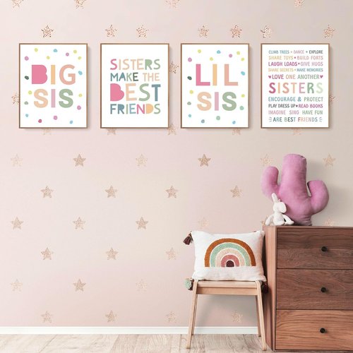 LARTSFRO Wall Art Decor - Inspirational Posters for Sisters | Set of 4 Unframed 10x8 Inch Prints