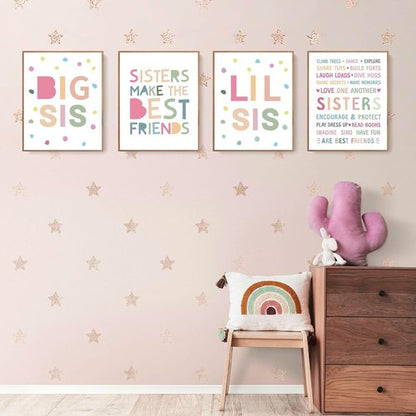 LARTSFRO Wall Art Decor - Inspirational Posters for Sisters | Set of 4 Unframed 10x8 Inch Prints