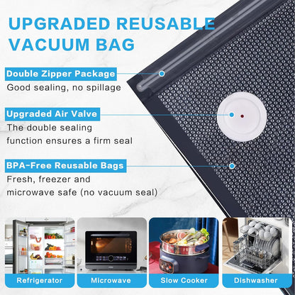 Skiennix Handheld Vacuum Sealer - Powerful Portable Food Sealer with 20 Reusable Bags
