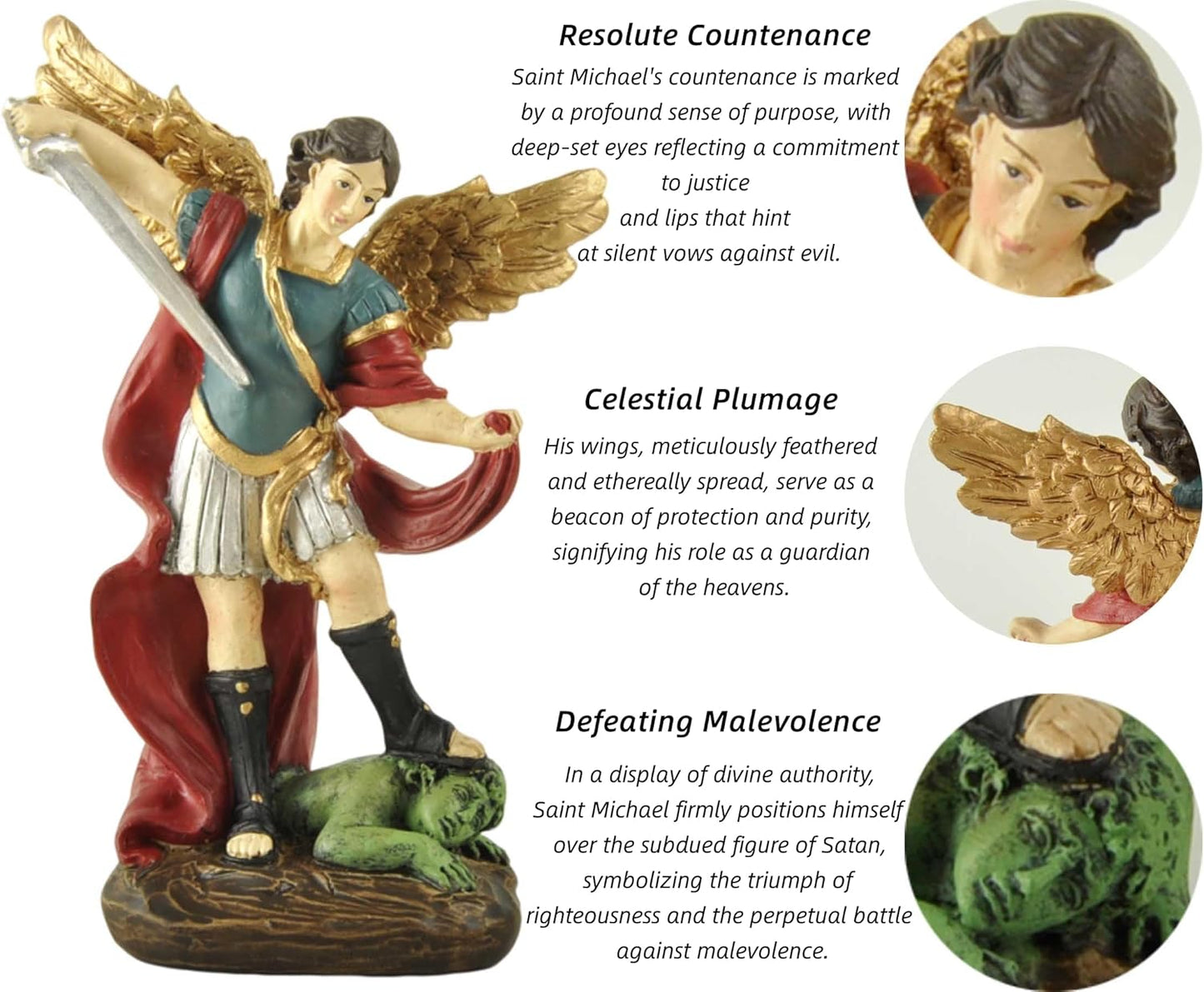 San Miguel Archangel Statue - Saint Michael Defeats Lucifer | 5.31” Religious Collectible Sculpture