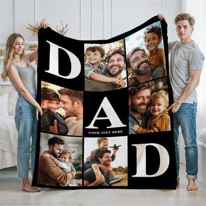 Ship Next Day | Personalized Father's Day Blanket - Unique Custom Gift for Dad, Papa, Grandpa - Photo/Text Option
