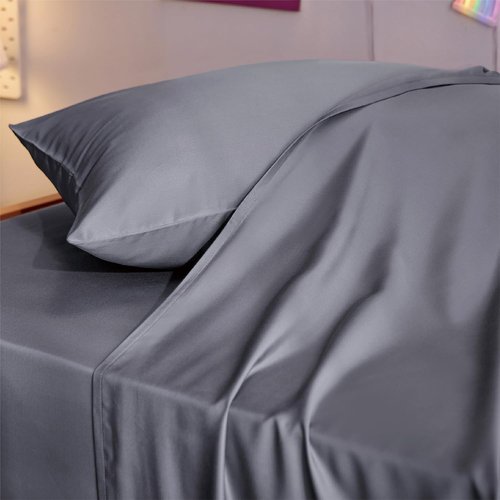 Bedsure Cooling Twin XL Sheets - Breathable Rayon from Bamboo, Soft & Silky, Deep Pocket Up to 16", Dark Grey
