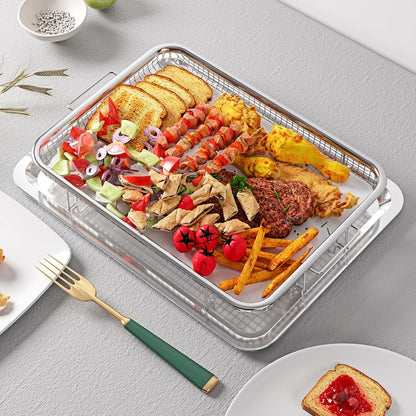 OPENICE Large Air Fryer Basket - 15.3" x 11.0" Stainless Steel Tray with 30PCS Parchment Papers for Baking & Grilling