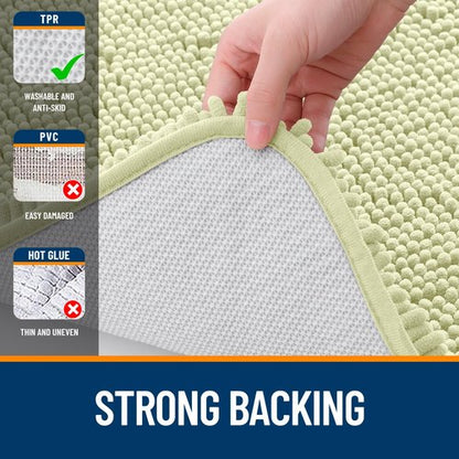 OLANLY Bathroom Rugs 44x24, Extra Soft Absorbent Chenille Bath Rugs, Rubber Backing Quick Dry, Machine Washable Bath Mats for Bathroom Floor, Tub and Shower, Home Decor Accessories, Vanilla