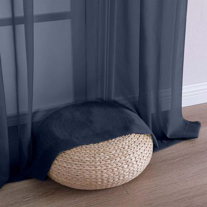 OWENIE Sheer Curtains 84 Inches Long 2 Panels Set, Sheer Navy Blue Curtains for Living Room Bedroom 59 Inch Extra Wide, Modern Voile Filmy Rod Pocket Drapes, 2 Pcs, Each 59 W x 84L, Navy Blue